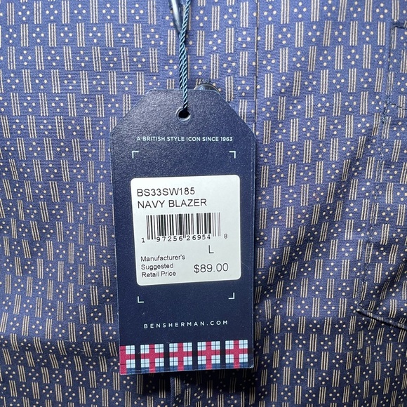 Ben Sherman navy and brown short sleeve button down shirt sz L - Picture 4 of 7